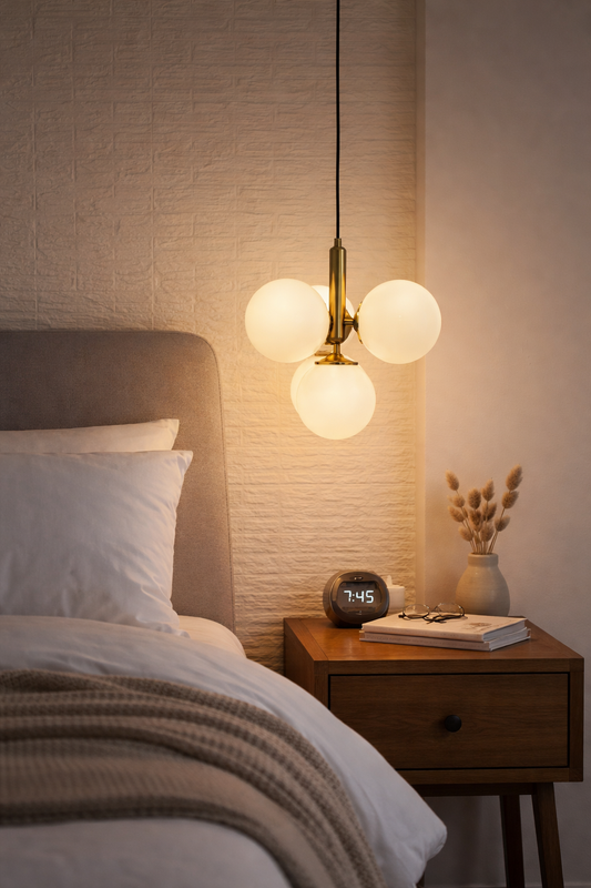 HDC 4 Lights Premium Modern Globe Pendant Light for Bedroom, Living Spaces