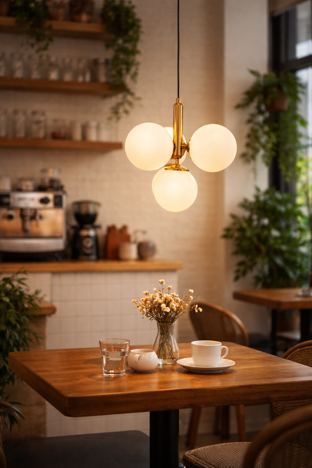 HDC 4 Lights Premium Modern Globe Pendant Light for Bedroom, Living Spaces