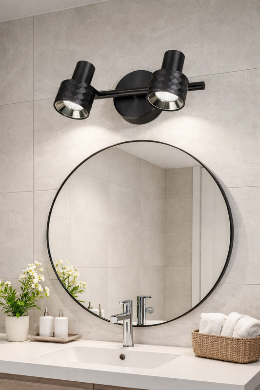 HDC Premium 12 Watt 2 Head Tri-Color Mirror Light for Vanity Areas
