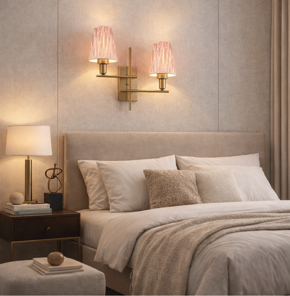 HDC Gold Premium Plating Gold Dual Shade Wall Light for Bedroom & Living Room