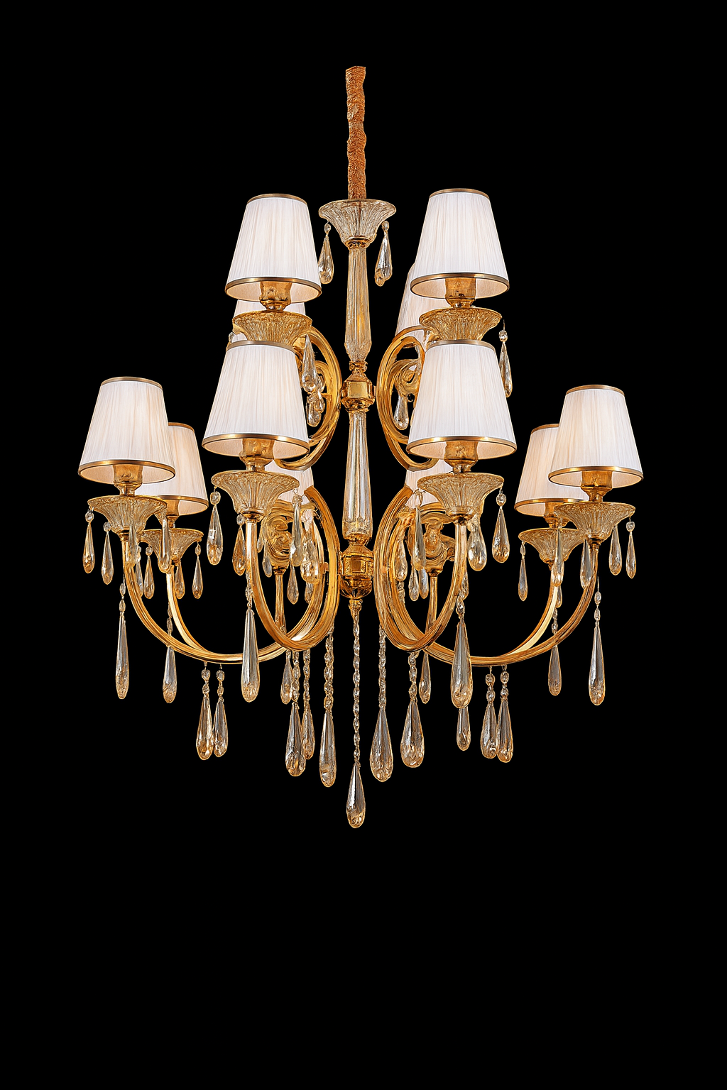 Hdc Luxury Modern Gold Glass K9 Crystal Chandelier Indoor Living Room Hanging Lighting for Hotel Bedroom Italian Chandelier