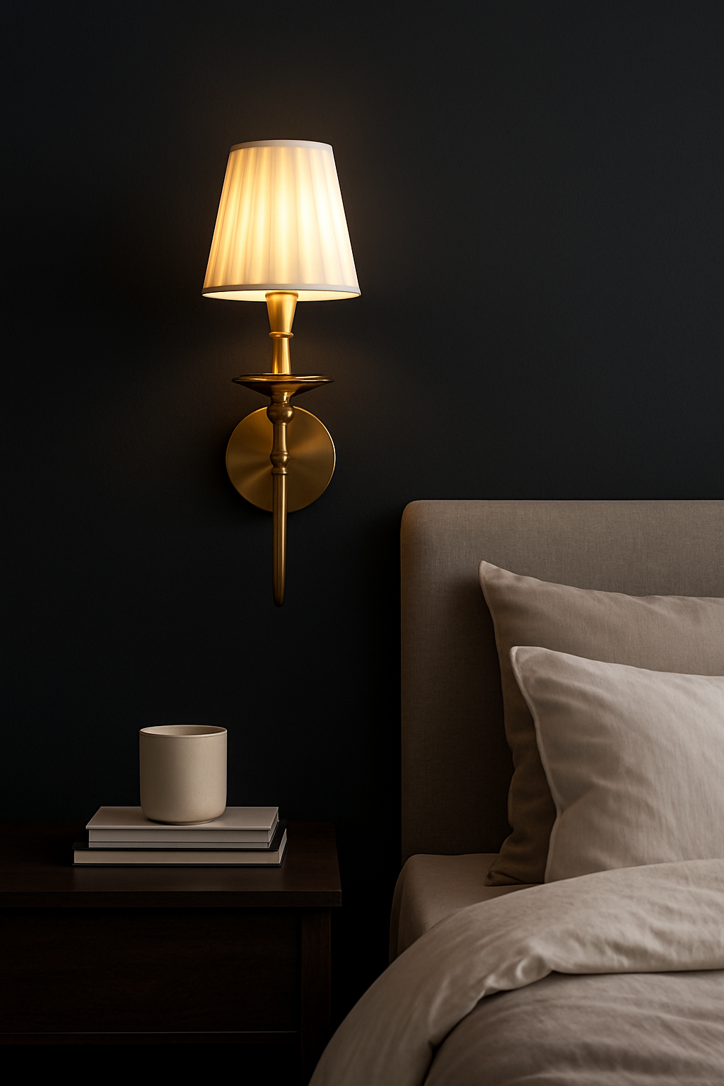 Hdc Modern Classic Brass Wall Lamp with Pleated Fabric Shade For living room, bedroom, hallway Wall lights