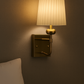 Hdc Modern Classic Brass Wall Sconce with Pleated Lampshade Square Base Design For living room, bedroom, hallway