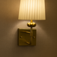 Hdc Modern Classic Brass Wall Sconce with Pleated Lampshade Square Base Design For living room, bedroom, hallway