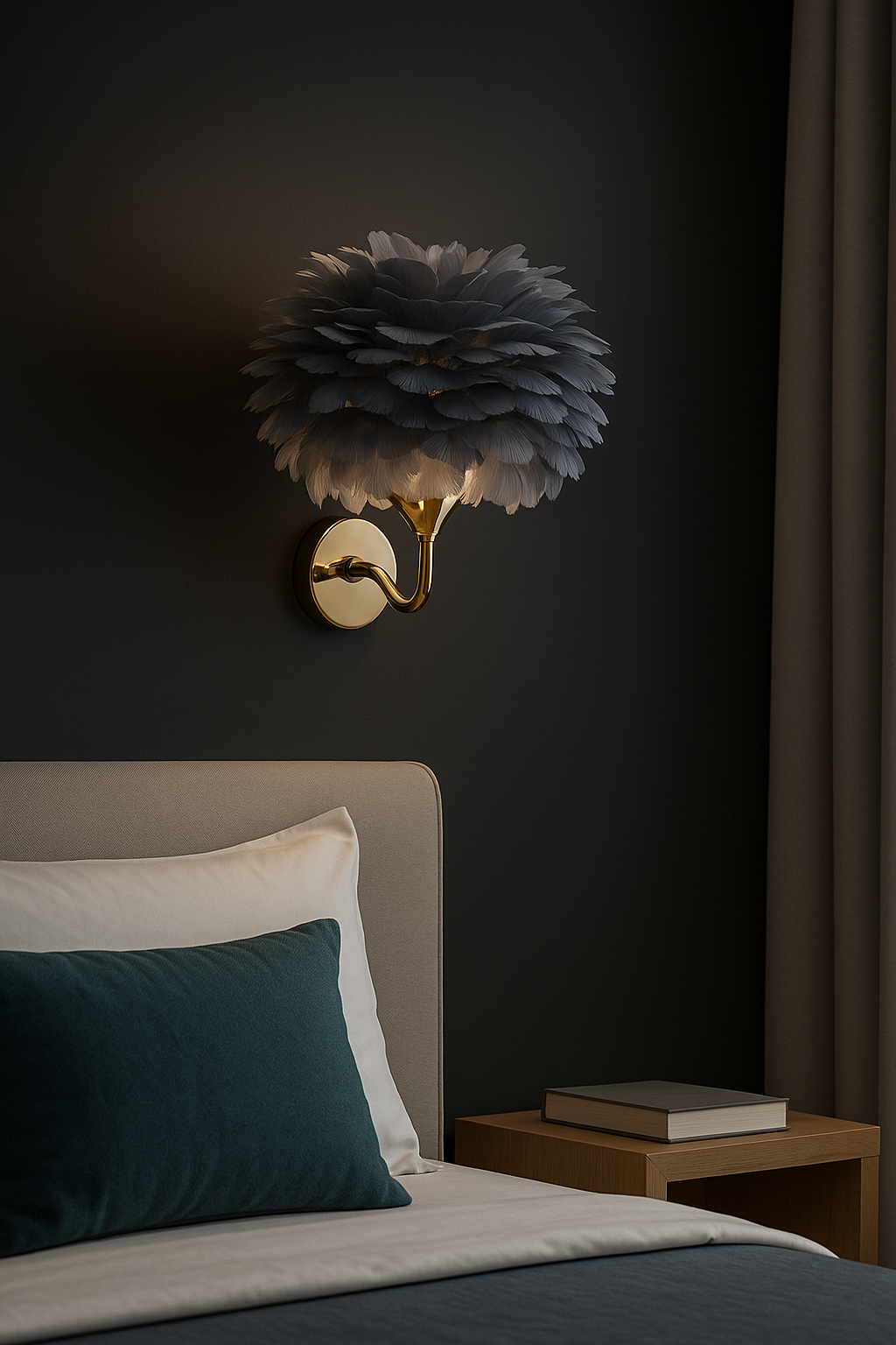 Hdc Modern Luxury Feather Wall Light For Living Room, Bedroom