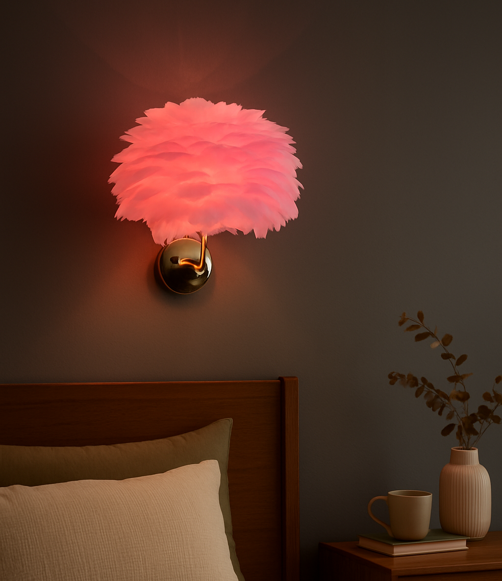 Hdc Modern Luxury Feather Wall Light For Living Room, Bedroom