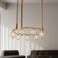 Hdc Modern Globe Leather Strap Suspension with Brass Ring Frame Chandelier