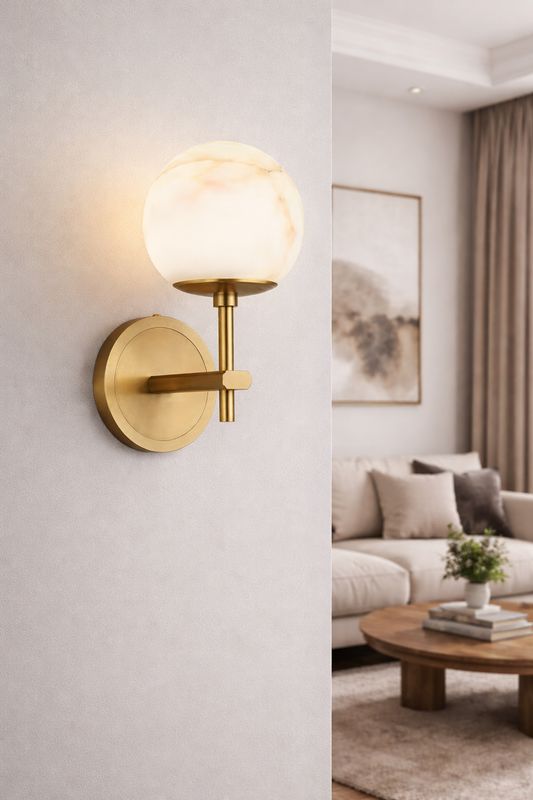 HDC Luxury Circular Marble Finish Globe Wall Light For Living Room, Bedroom