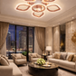 HDC RGD Finish 5+1 Ring Crystal Petal LED Ceiling Chandelier Light for Living Room