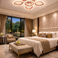 HDC RGD Finish 5+1 Ring Crystal Petal LED Ceiling Chandelier Light for Living Room