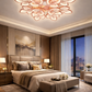 HDC 12 Lights Luxury Rose Gold Floral LED Ceiling Chandelier Light for Living Room & Bedroom