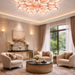HDC 12 Lights Luxury Rose Gold Floral LED Ceiling Chandelier Light for Living Room & Bedroom