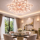 HDC 12 Lights Luxury Rose Gold Floral LED Ceiling Chandelier Light for Living Room & Bedroom