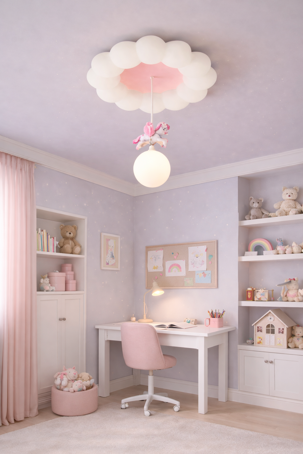 HDC Cloud Unicorn Soft Pink & White Chandelier Ceiling Light for Bedroom & Nursery