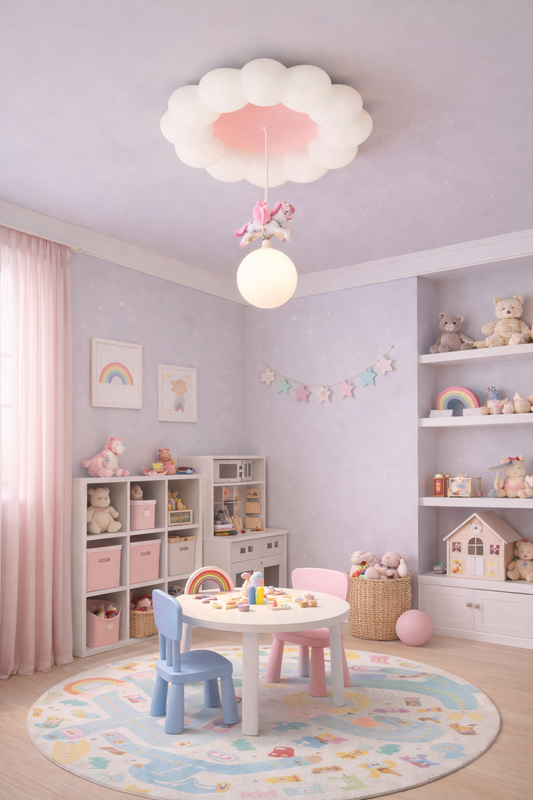 HDC Cloud Unicorn Soft Pink & White Chandelier Ceiling Light for Bedroom & Nursery