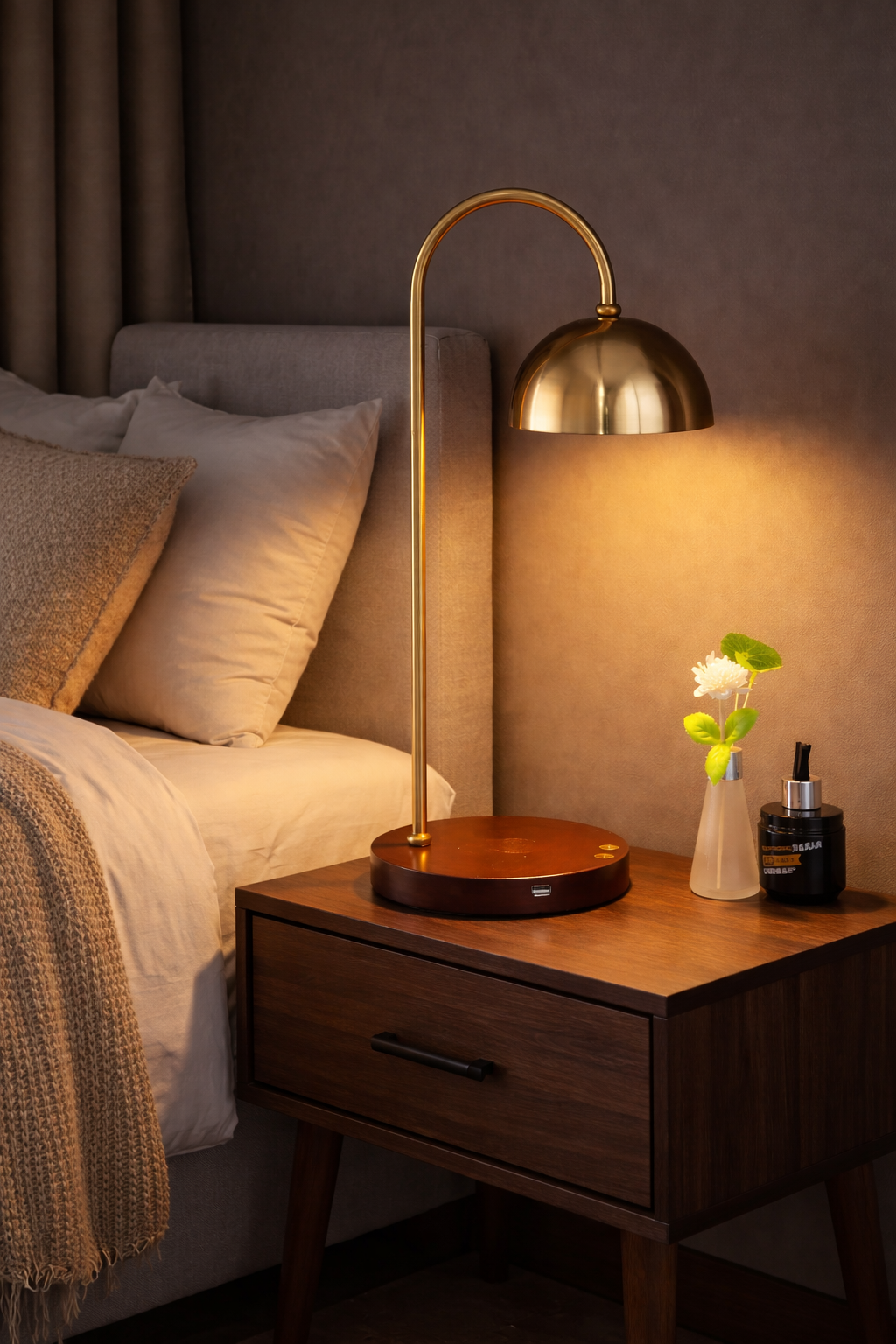 HDC Luxury Gold Arc Dome Table Lamp for Bedroom & Living Room