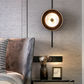 HDC Luxury Black & Wood Round Designer Wall Light for Living Room, Bedroom