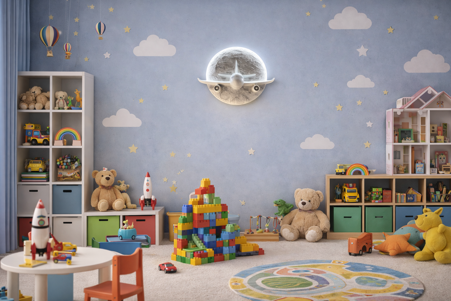 HDC Decorative Moon & Airplane Wall Light for Kids Playroom, Bedroom