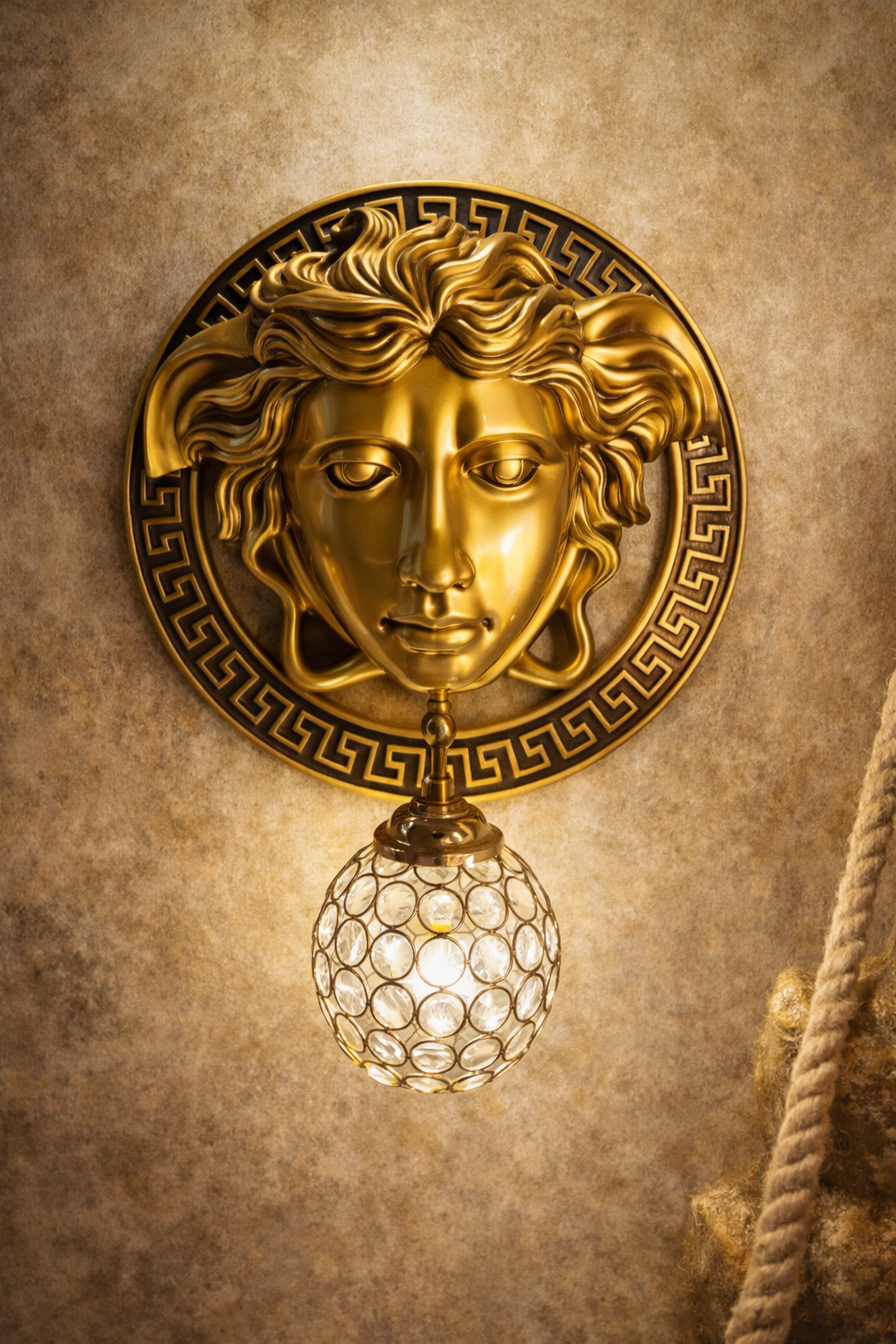 HDC Luxury Golden Medusa Designer Wall Light for Living Room, Bedroom