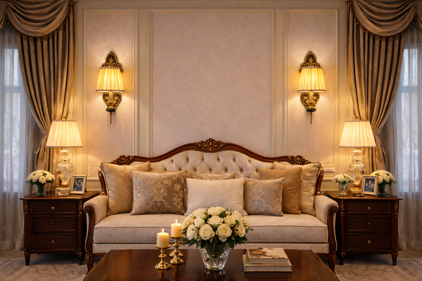 HDC Luxury Classic Fabric Shade Wall Light for Living Room