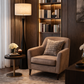 HDC Luxury Modern Black Floor Lamp with Fabric Shade