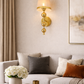 HDC Luxury Gold Wall Light with Fabric Shade for Bedroom & Living Room