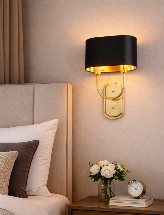 HDC Luxury Black & Gold Wall Light for Bedroom, Living Room & Hotel Décor