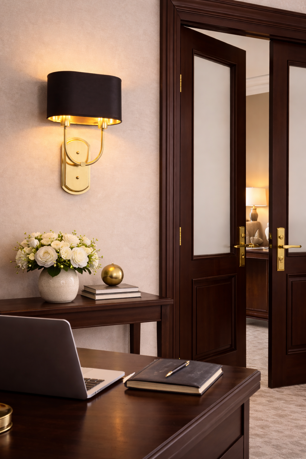 HDC Luxury Black & Gold Wall Light for Bedroom, Living Room & Hotel Décor