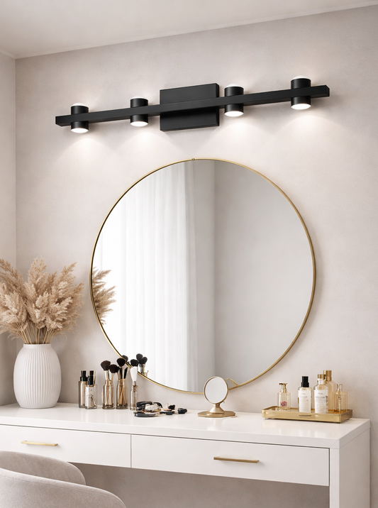 HDC Luxury Black LED Mirror Wall Light for Bathroom & Dressing Area