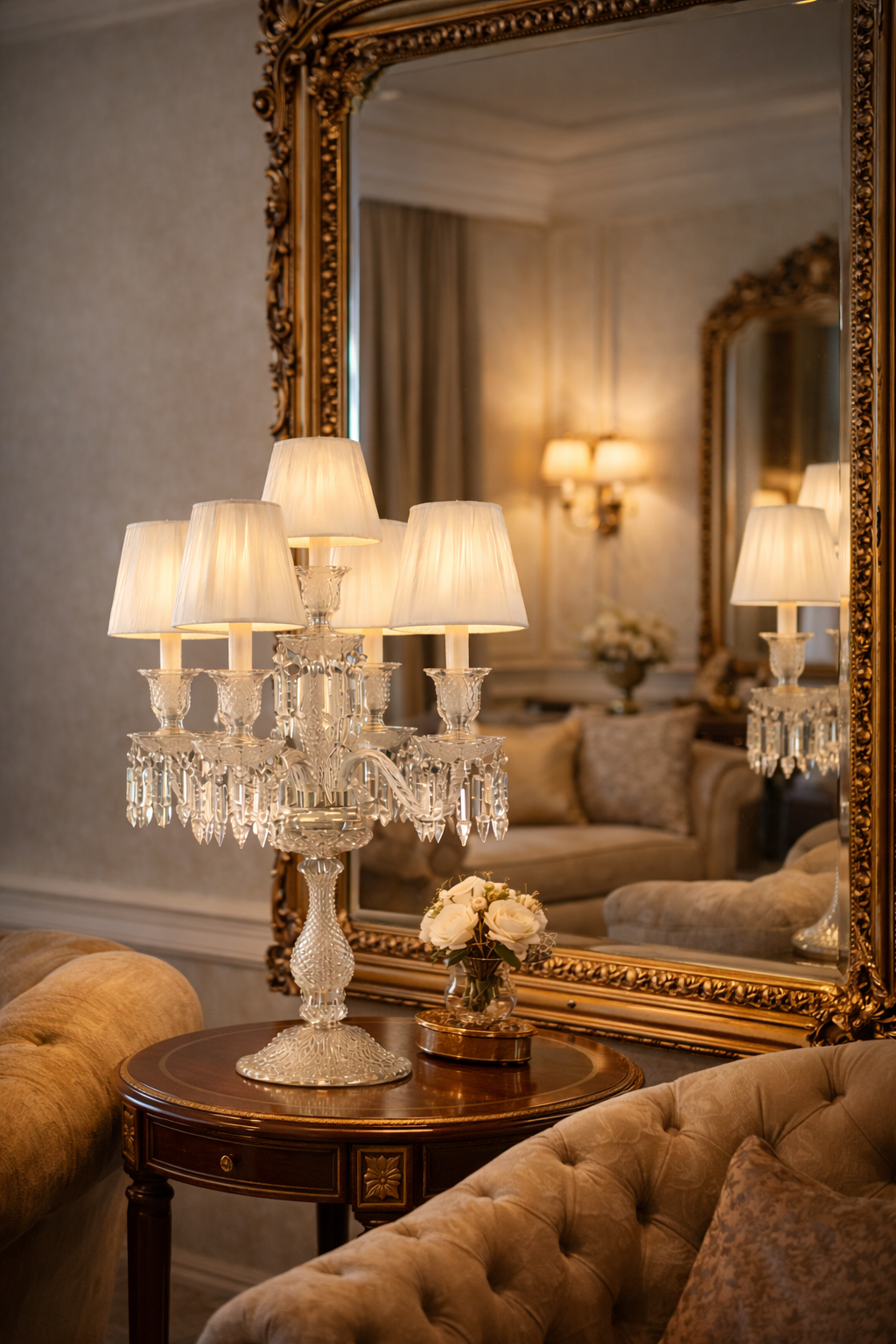 HDC Luxury Acrylic Body Table Lamp with Fabric Shades – Premium Designer Lighting for Living & Bedroom