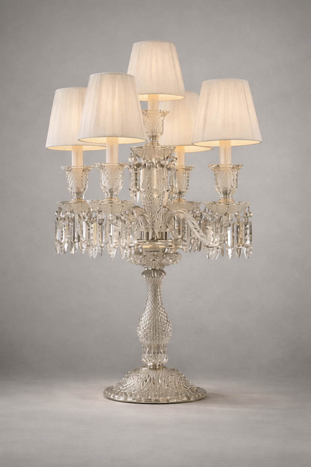 HDC Luxury Acrylic Body Table Lamp with Fabric Shades – Premium Designer Lighting for Living & Bedroom