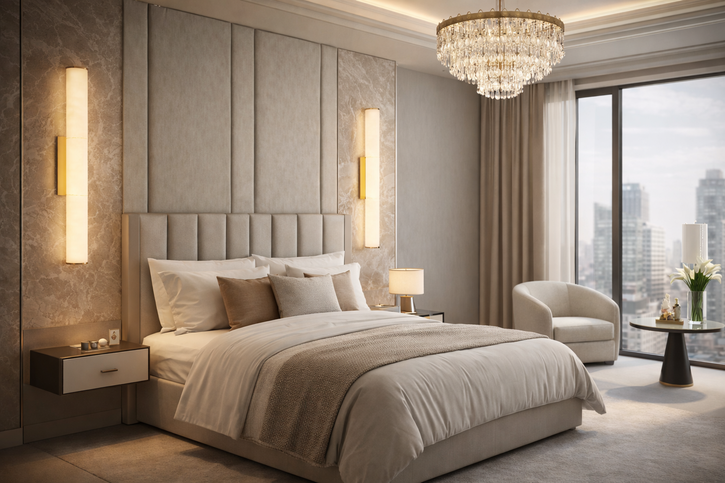 HDC 400mm Luxury Vertical LED Wall Light with Gold Accent