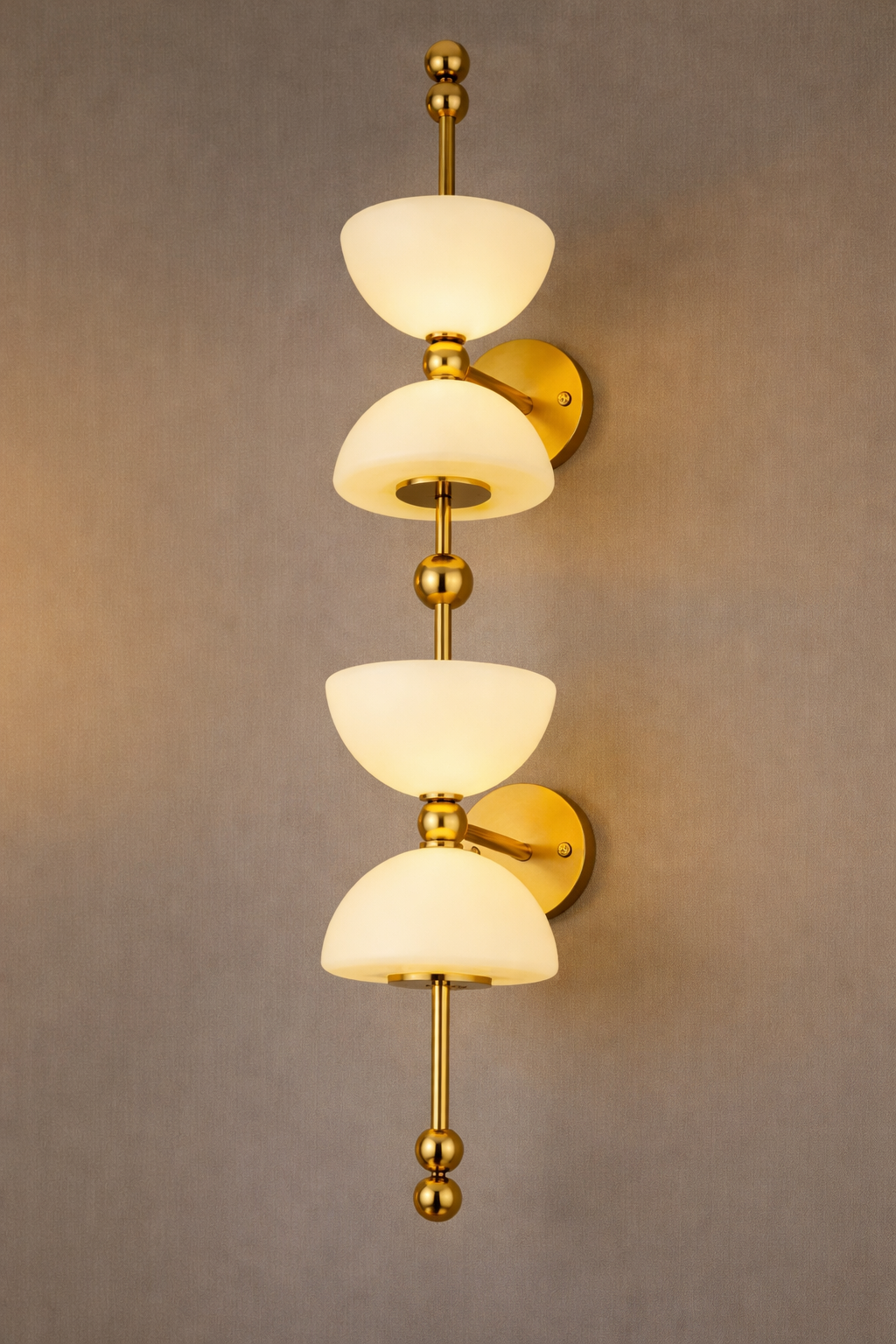 HDC Luxury Gold Finish Designer LED Wall Light with Frosted Glass Shades