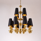 HDC 12 Lights Luxury Multi-Arm Black & Gold Chandelier with Black Fabric Shades for Living & Dining Spaces