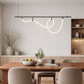 HDC Modern Black Wave Linear LED Chandelier Light for Office Table, Dining