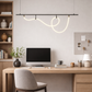 HDC Modern Black Wave Linear LED Chandelier Light for Office Table, Dining
