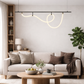 HDC Modern Black Wave Linear LED Chandelier Light for Office Table, Dining