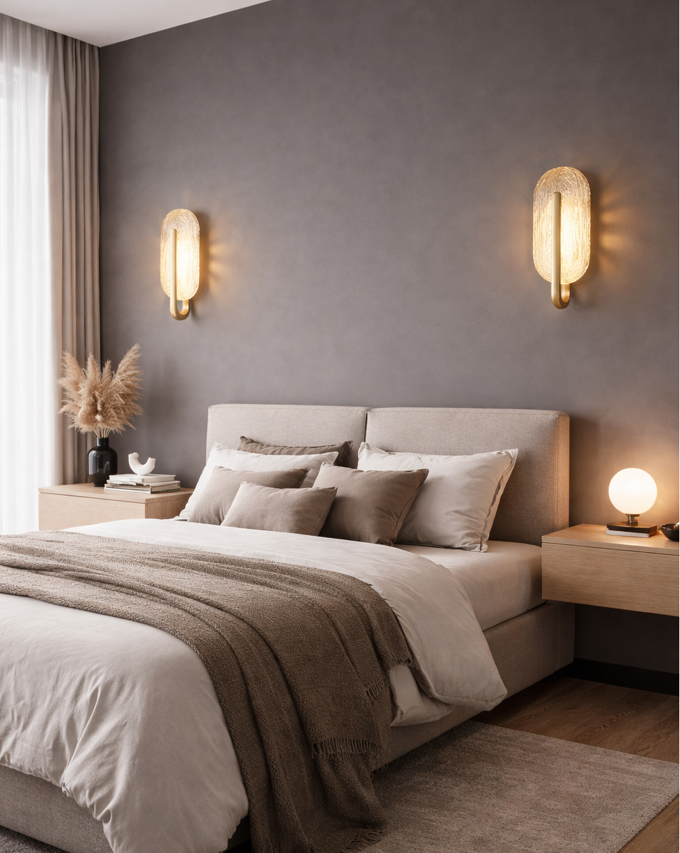 HDC Luxury Modern Gold Glass LED Wall Light for Bedroom, Living Room & Hallway