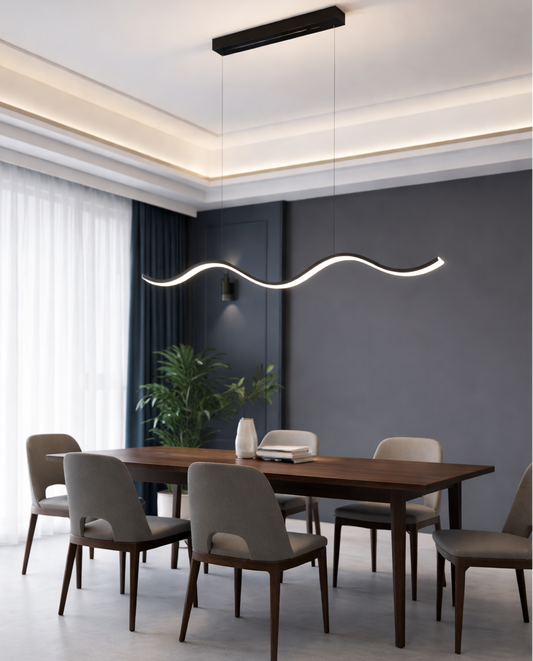 HDC Modern Wavy LED Linear Chandelier Light for Dining Room, Living Room & Kitchen