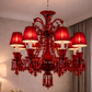 Hdc Luxury Red Crystal Glass Classic Italian Chandelier Ceiling Light for Living Room, Bedroom & Dining Area
