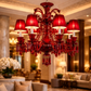 Hdc Luxury Red Crystal Glass Classic Italian Chandelier Ceiling Light for Living Room, Bedroom & Dining Area