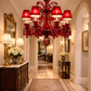 Hdc Luxury Red Crystal Glass Classic Italian Chandelier Ceiling Light for Living Room, Bedroom & Dining Area