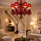 Hdc Luxury Red Crystal Glass Classic Italian Chandelier Ceiling Light for Living Room, Bedroom & Dining Area