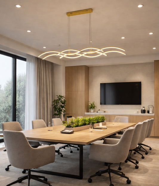 HDC Luxury Modern Gold Finish Wave Chandelier Light for Dining Room