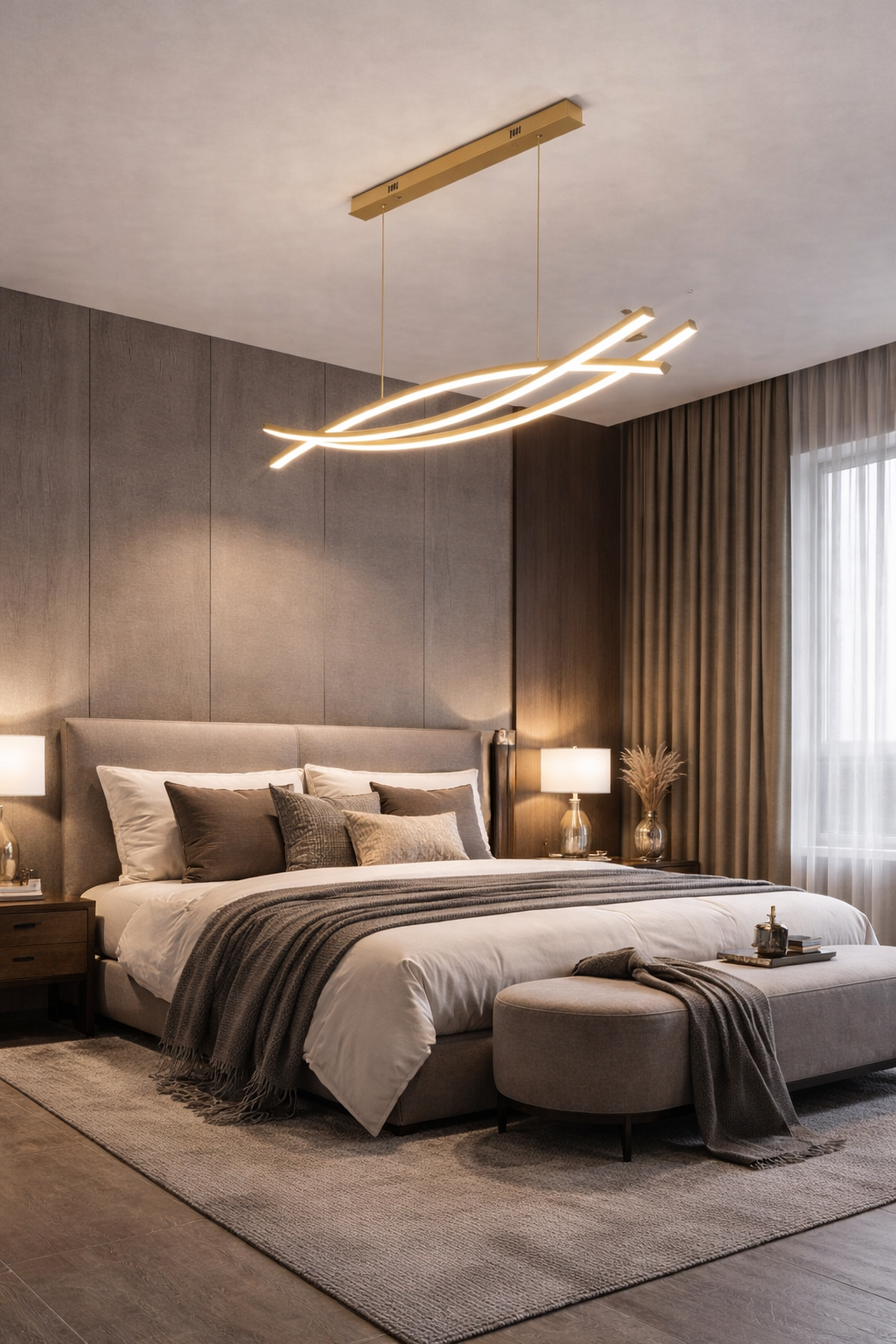 HDC Modern Wave Gold LED Chandelier Light for Dining & Living Spaces