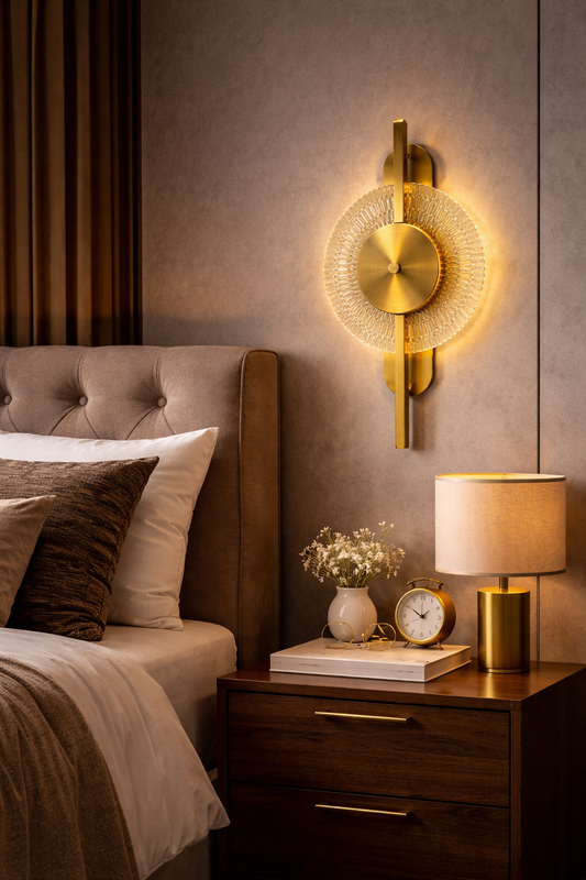 HDC Luxury Gold Crystal LED Wall Light for Living Room, Bedroom & Hallway