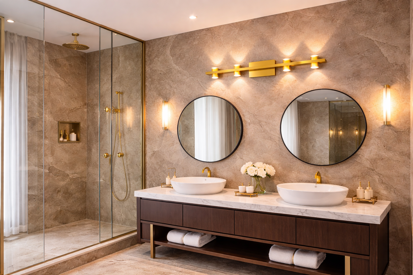 HDC Modern Gold LED Wall Light with Dual Up & Down Light for Bedroom, Living Room, Passage & Hotel Décor