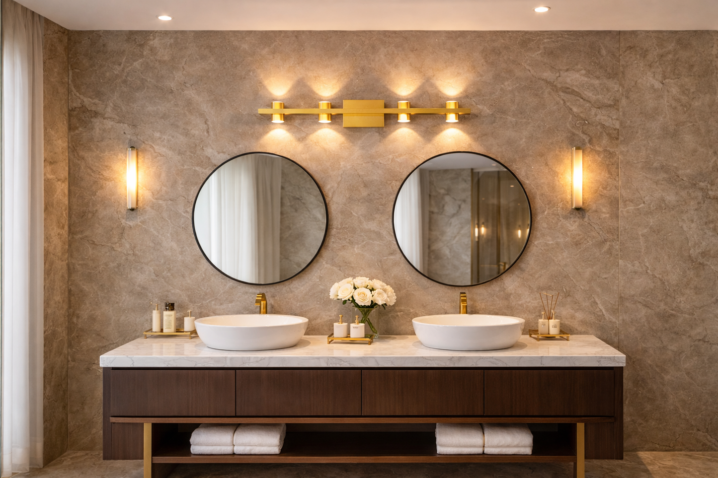HDC Modern Gold LED Wall Light with Dual Up & Down Light for Bedroom, Living Room, Passage & Hotel Décor