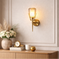 HDC Modern Gold Finish Wall Light with Clear Glass Shade for Living Room, Bedroom & Hall