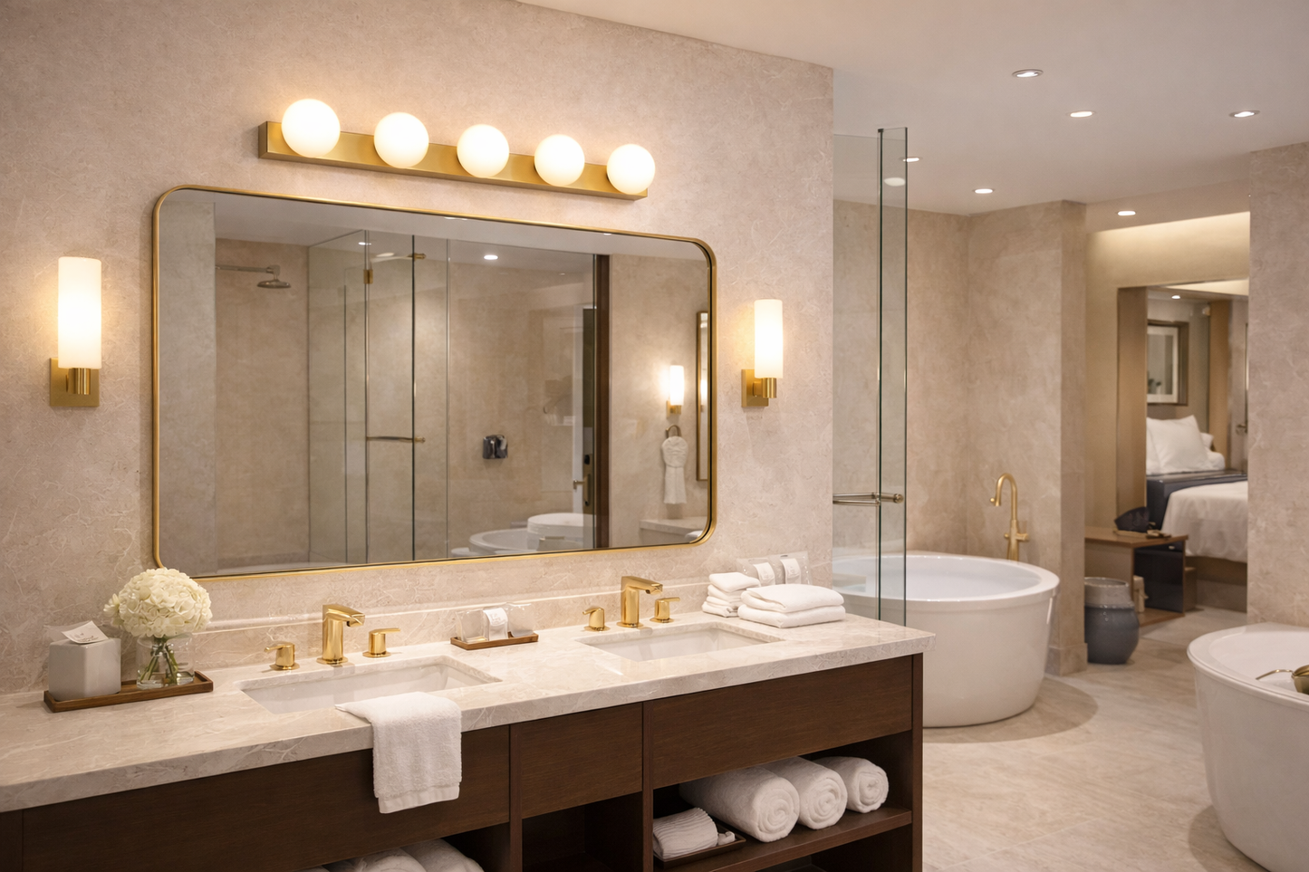 HDC Luxury 5-Light Vanity Wall Light in Gold Finish